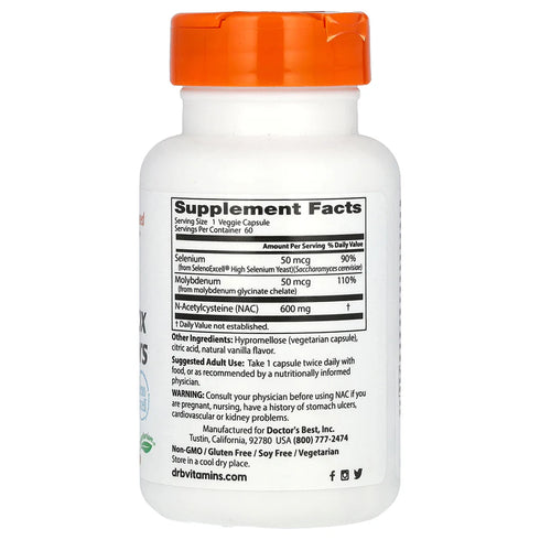 Image of NAC Detox Regulators 60caps supplement facts